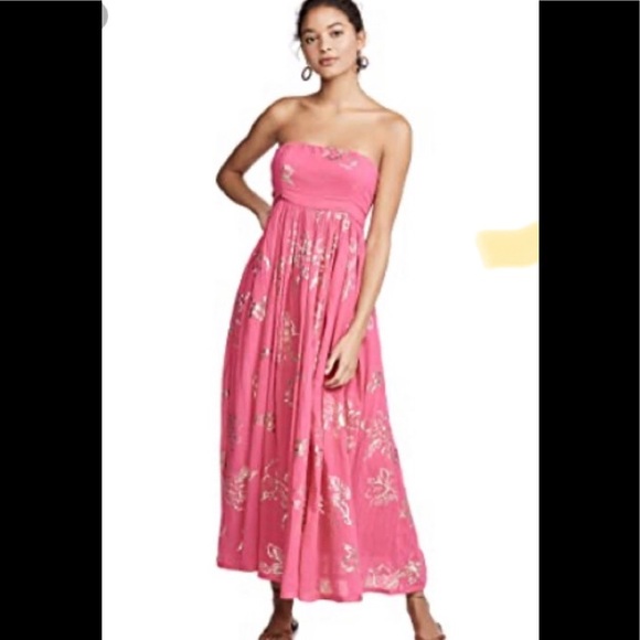 Free People Black and Bronze Strapless Maxi Dress Size Medium - Picture 5 of 6